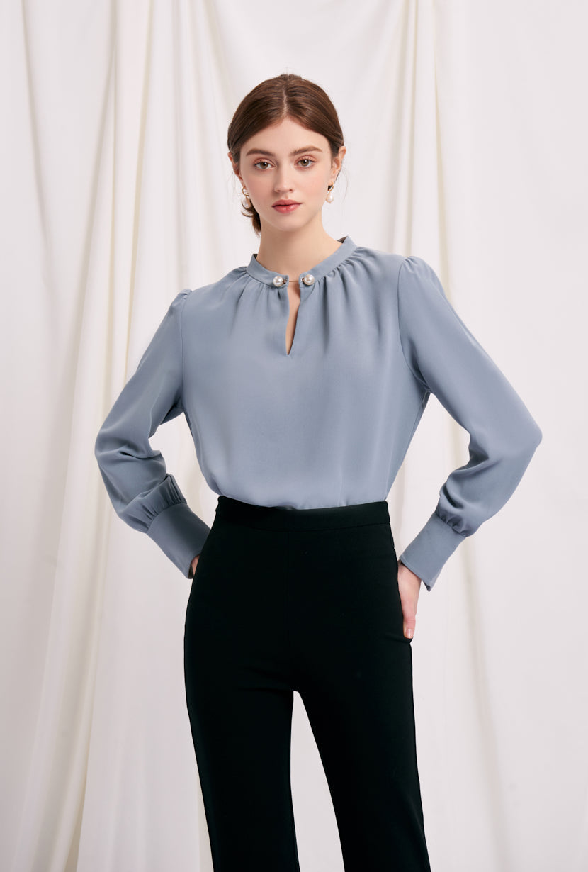 Buvette Pearl Blouse - Dusty Blue