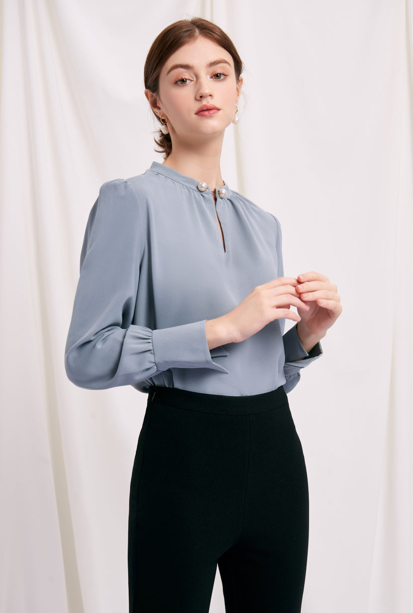 Buvette Pearl Blouse - Dusty Blue