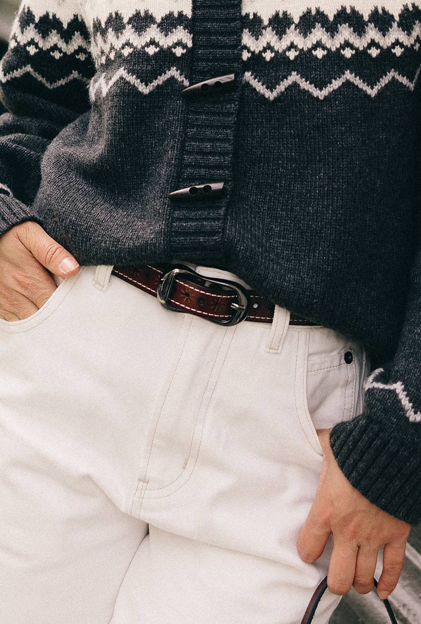 Brown Textured Leather Belt