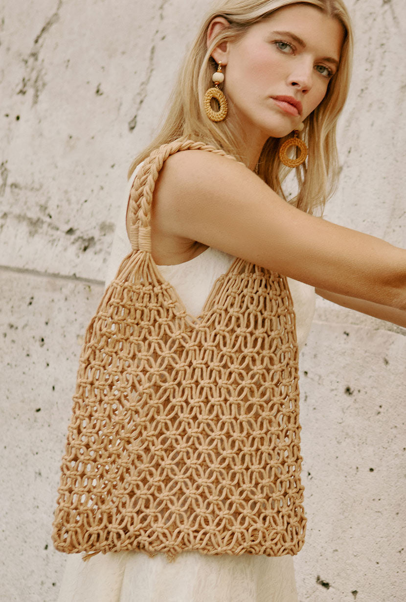 Crocheted Mesh Tote Bag