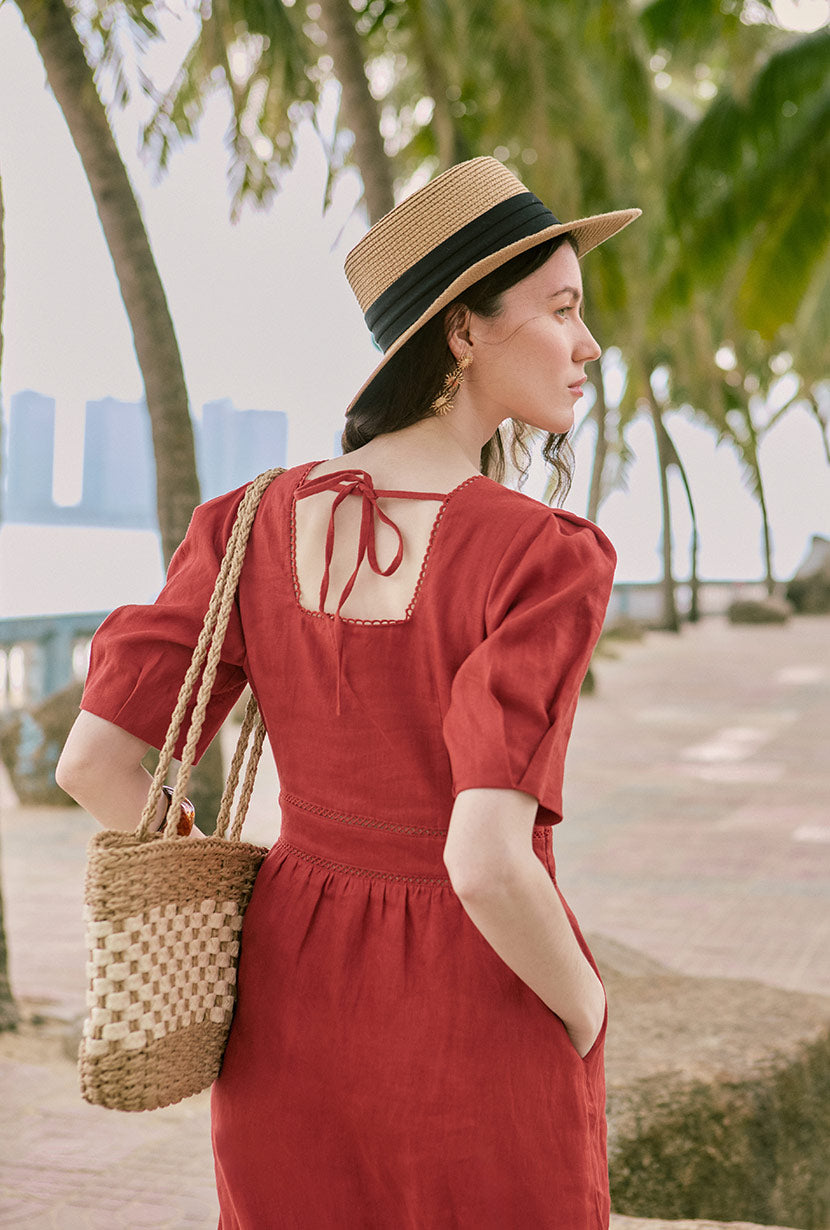 Meryl Linen Dress - Red
