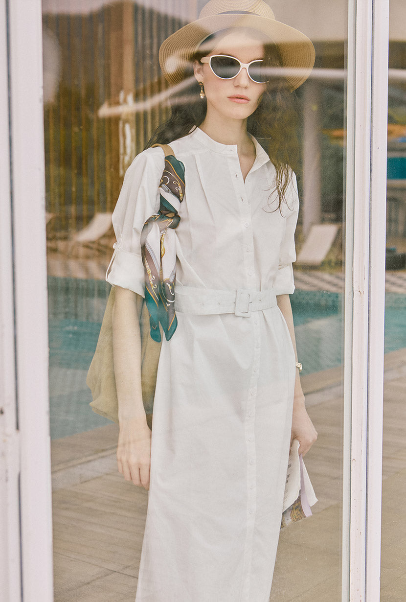 Miles Cotton Midi Dress - White