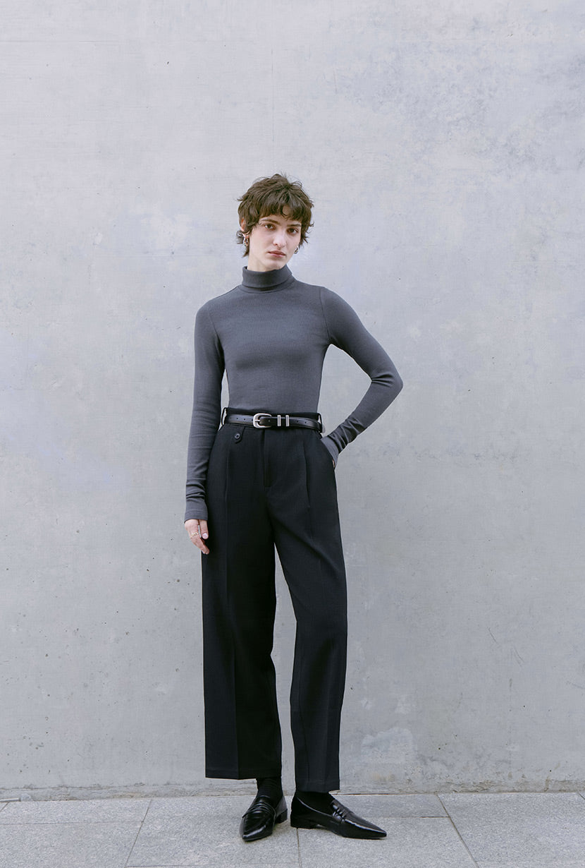 Freja Cotton Turtleneck - Grey