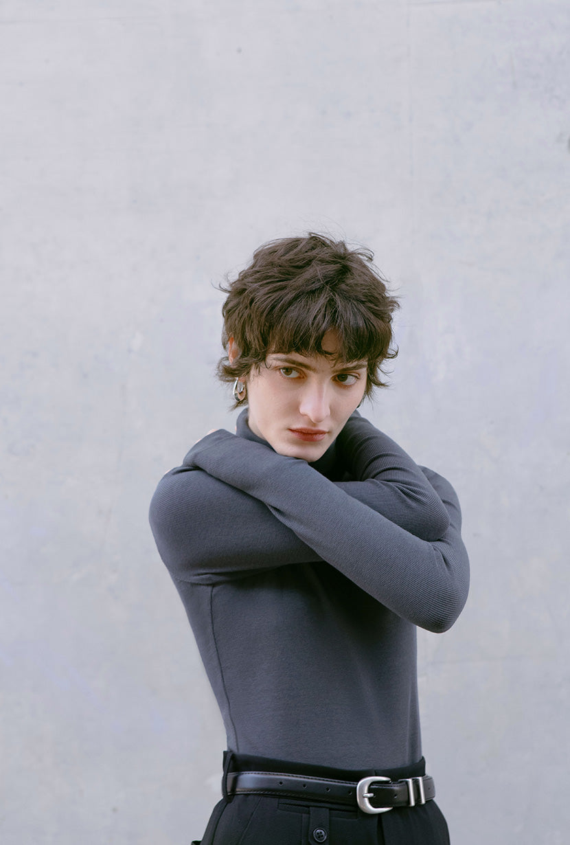 Freja Cotton Turtleneck - Grey