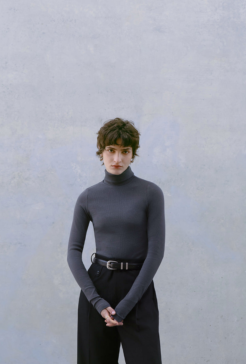 Freja Cotton Turtleneck - Grey