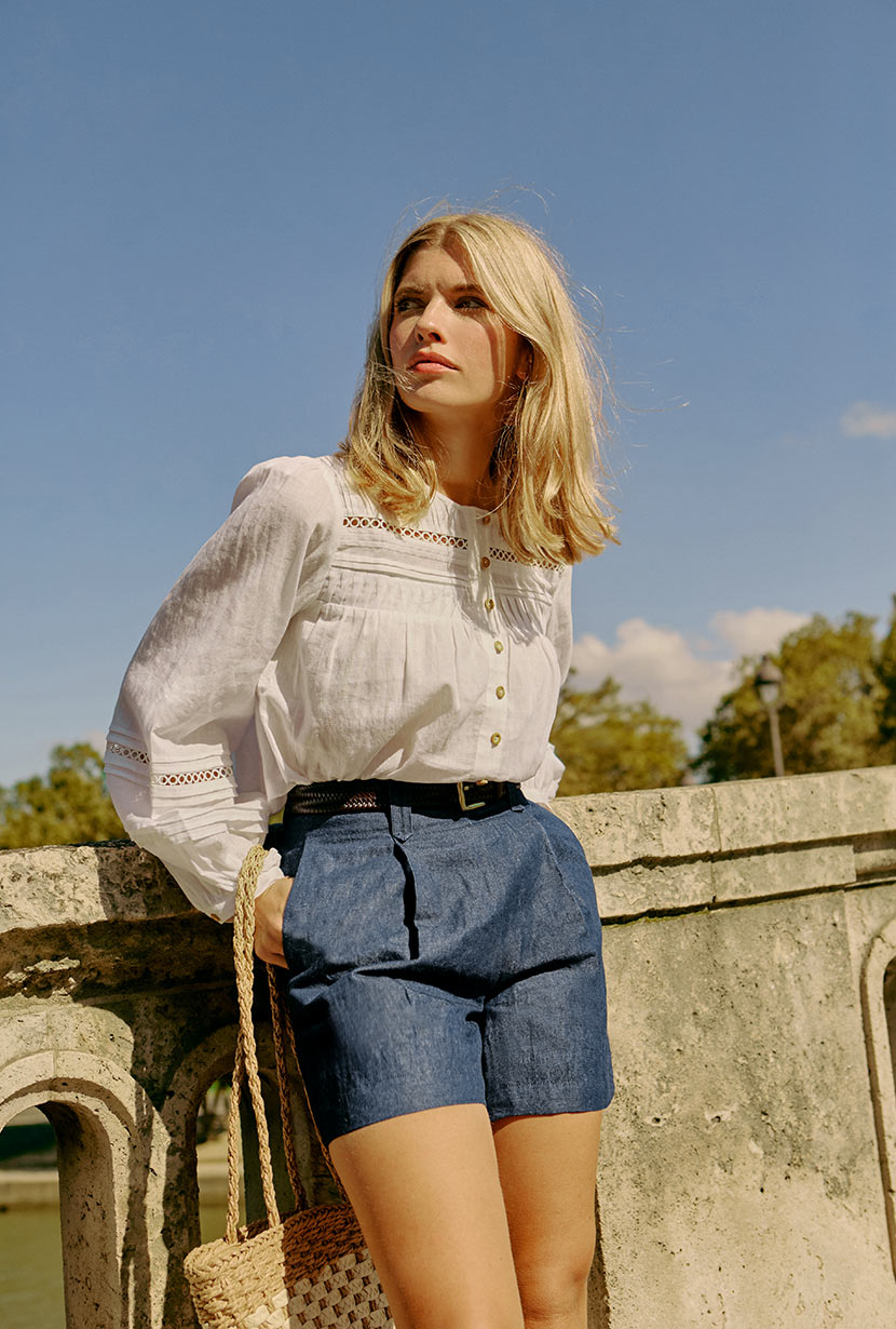 Elyna Linen Blouse - White