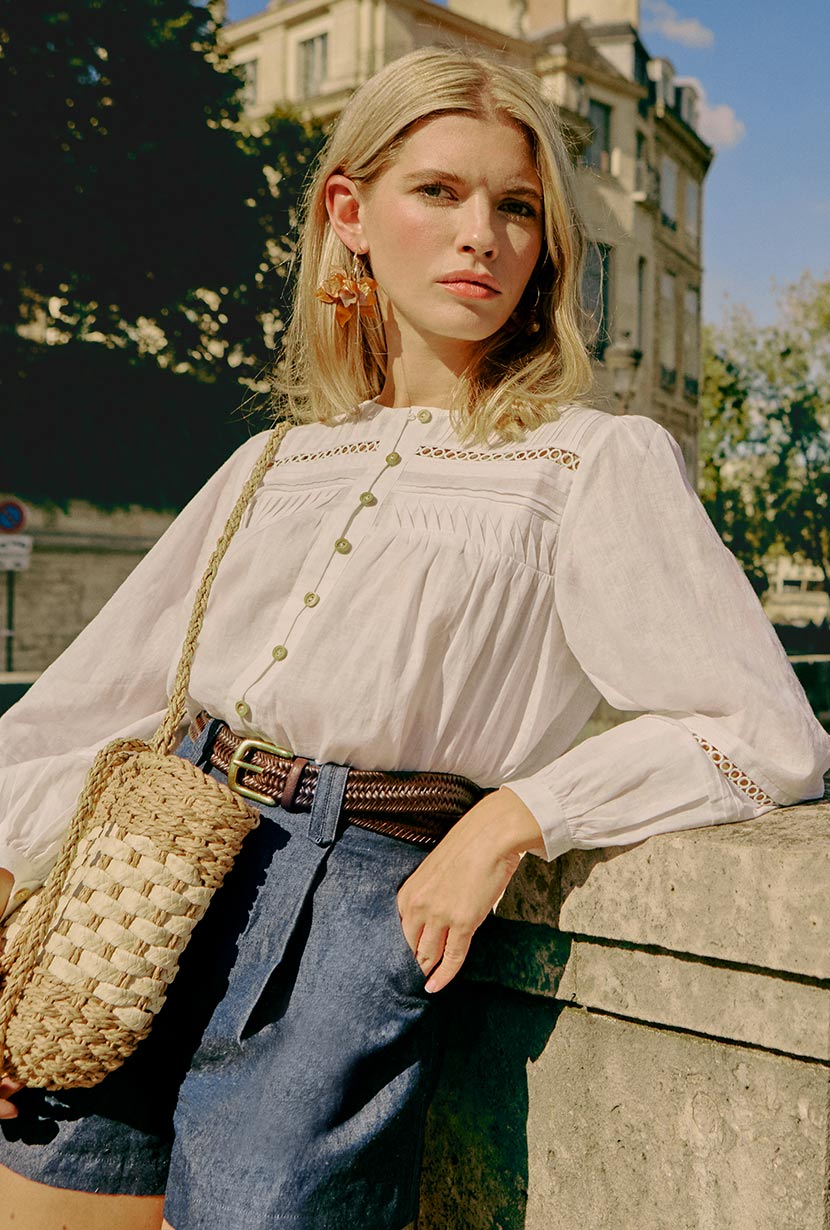 Elyna Linen Blouse - White