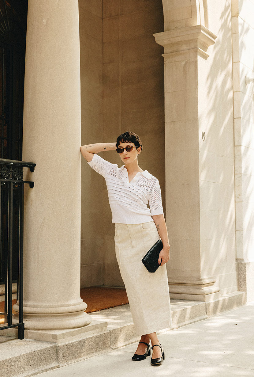 Shea Cotton Blend Knit Top - White