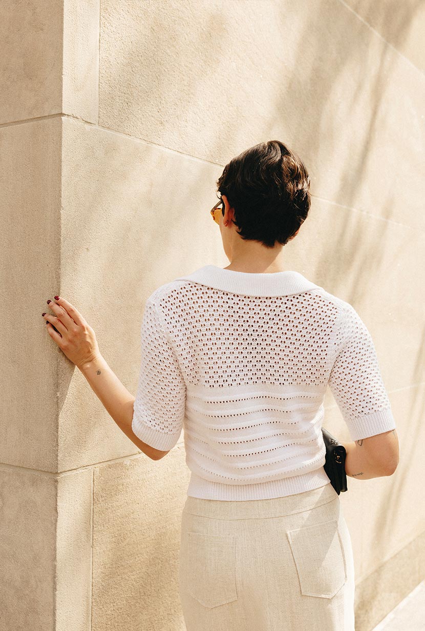 Shea Cotton Blend Knit Top - White