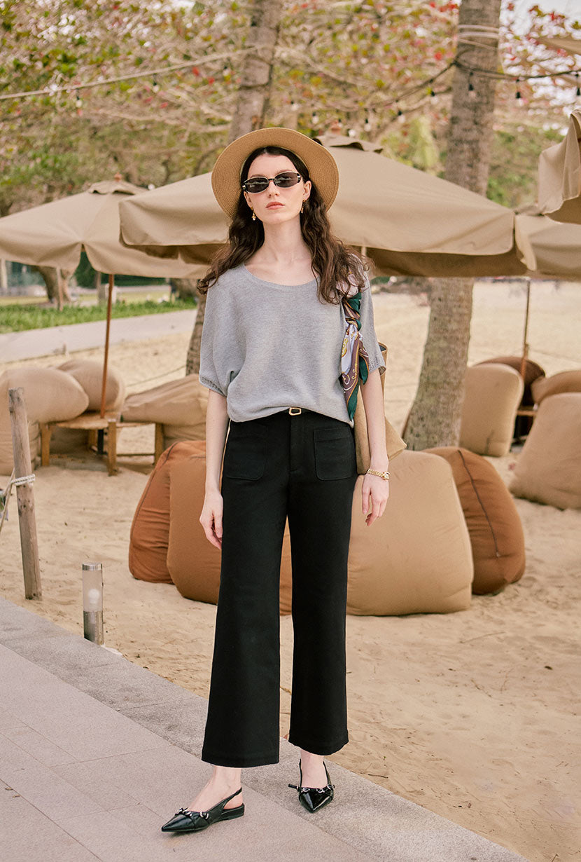 Franco Cotton Knit Top - Grey