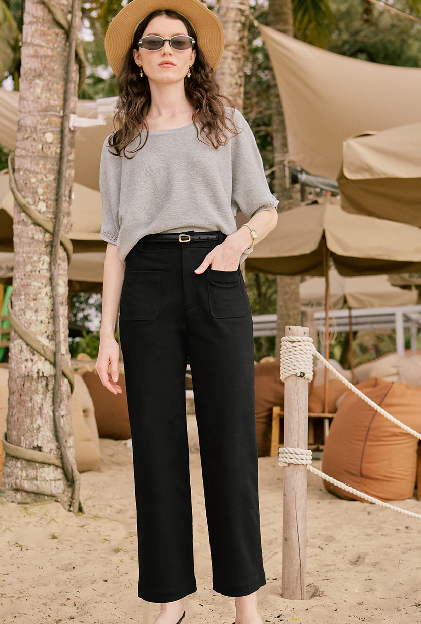 Franco Cotton Knit Top - Grey