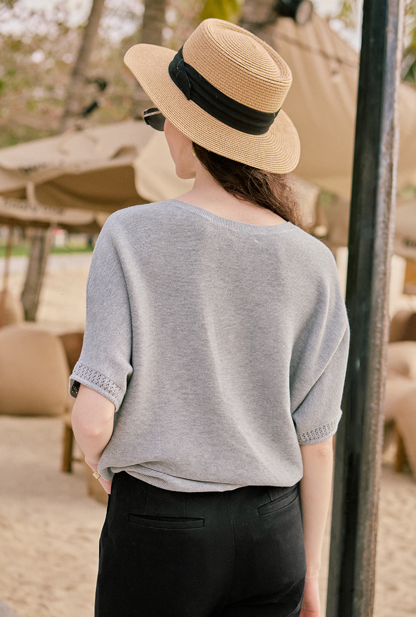 Franco Cotton Knit Top - Grey