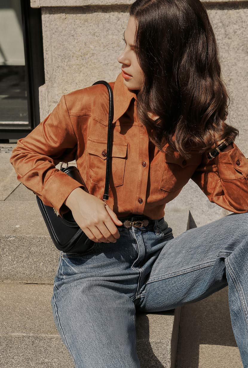 Coleen Suede Shirt - Brown