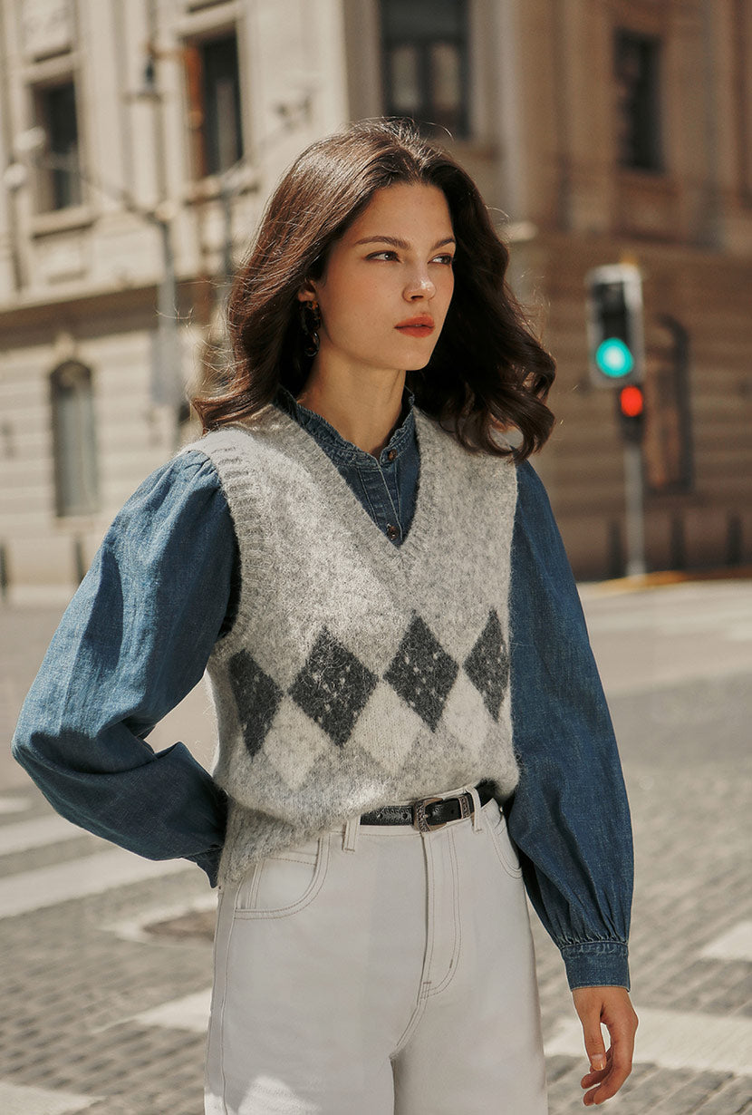 Danica Knitted Alpaca Vest - Gray