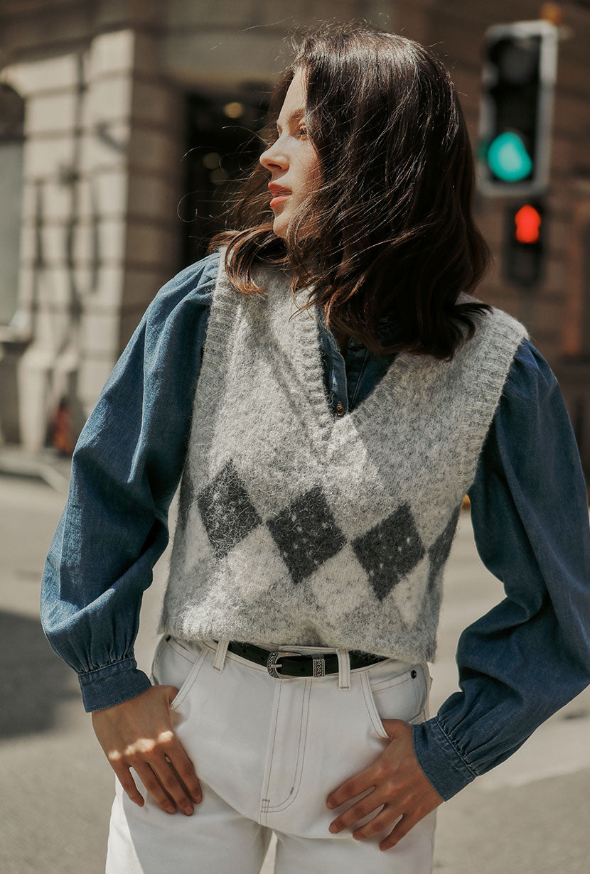 Danica Knitted Alpaca Vest - Gray