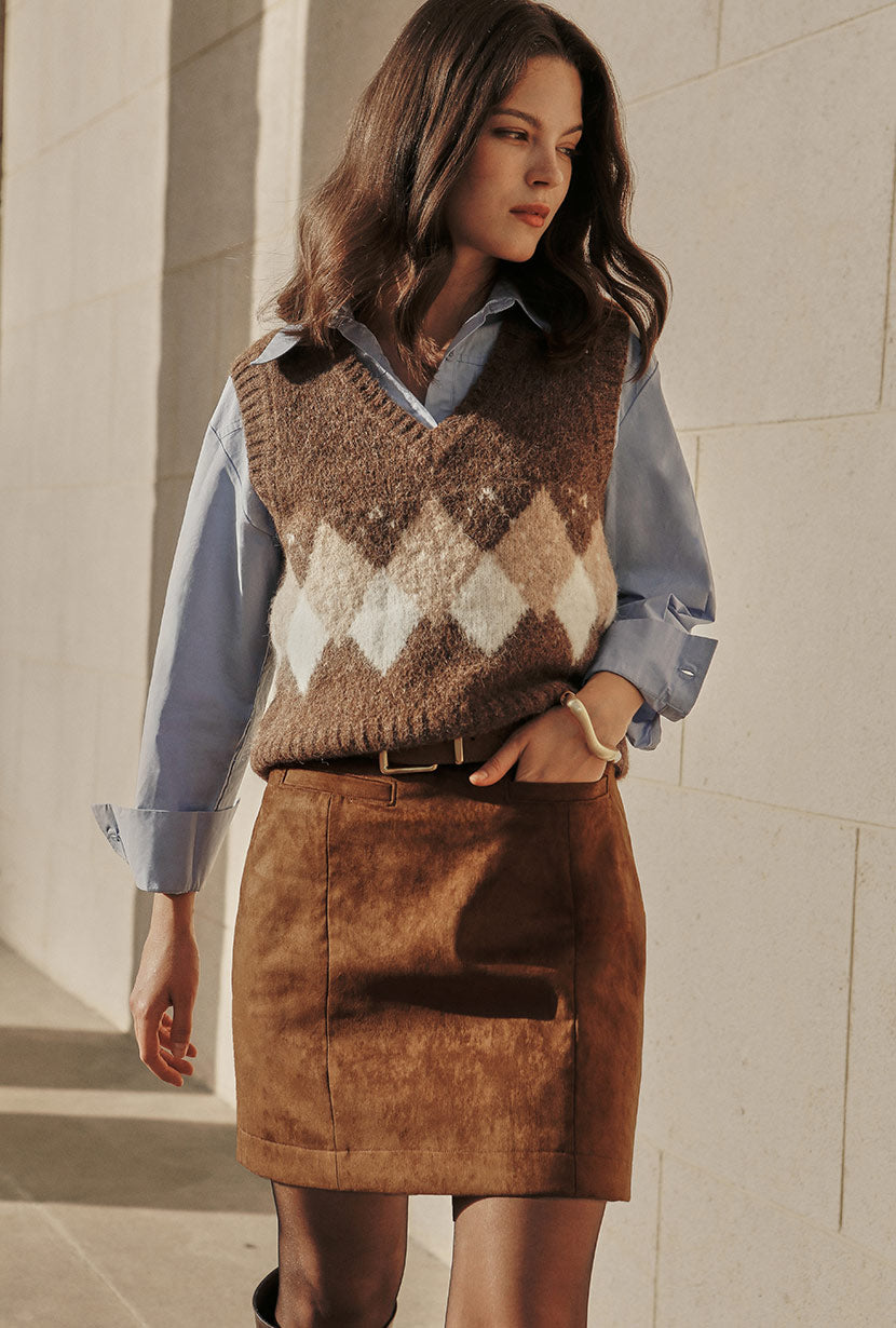 Danica Knitted Alpaca Vest - Brown