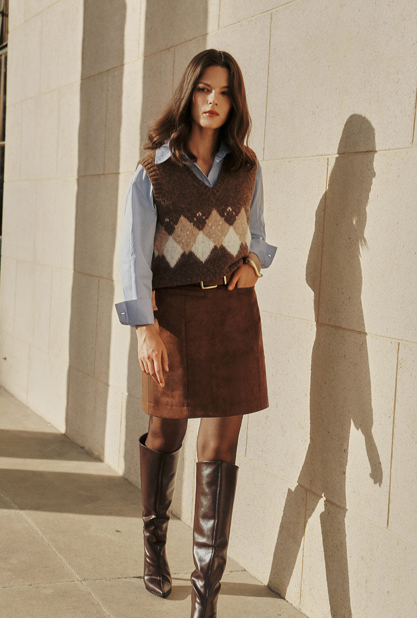 Danica Knitted Alpaca Vest - Brown