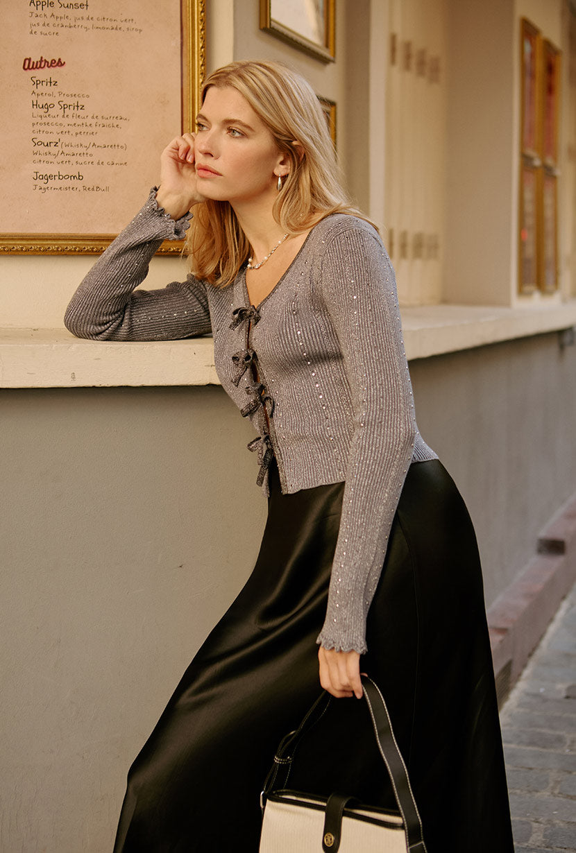 Reine Cotton Cardigan - Grey