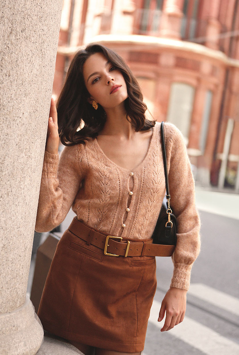 Carissa Mohair Cardigan - Camel