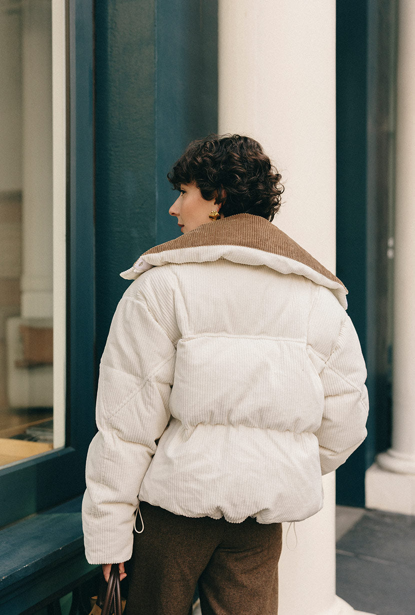 Carter Corduroy Down Jacket - Ivory