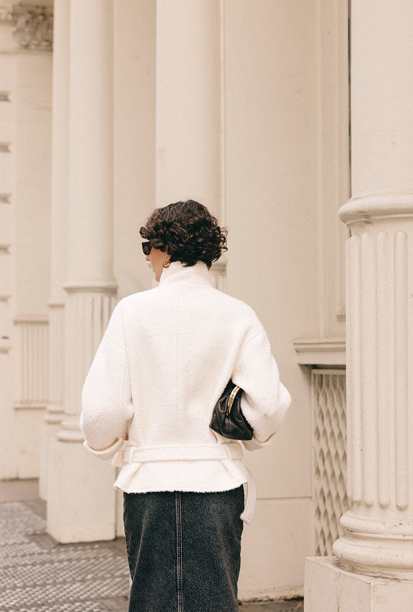 Cole Oversized Wool Short Coat - Ivory