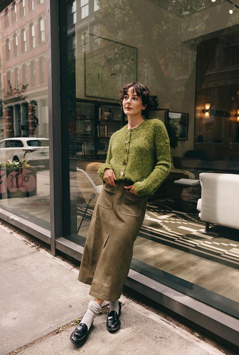 Brayden Alpaca Cardigan - Olive Green