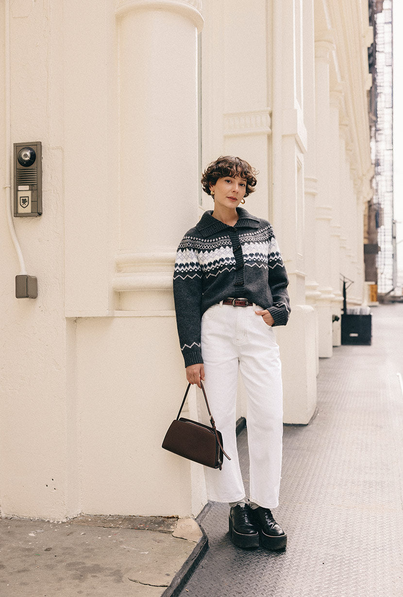 Cohen Fair Isle Wool Cardigan - Charcoal