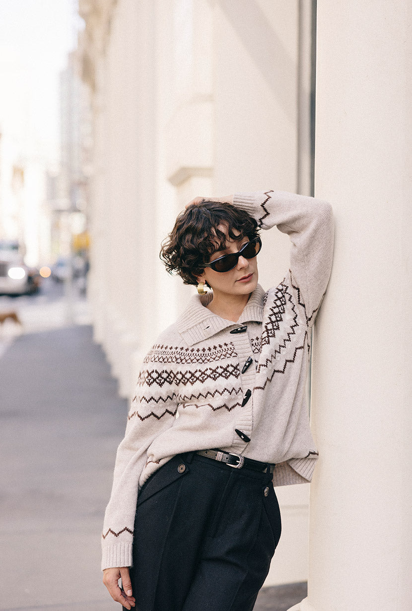 Cohen Fair Isle Wool Cardigan - Beige