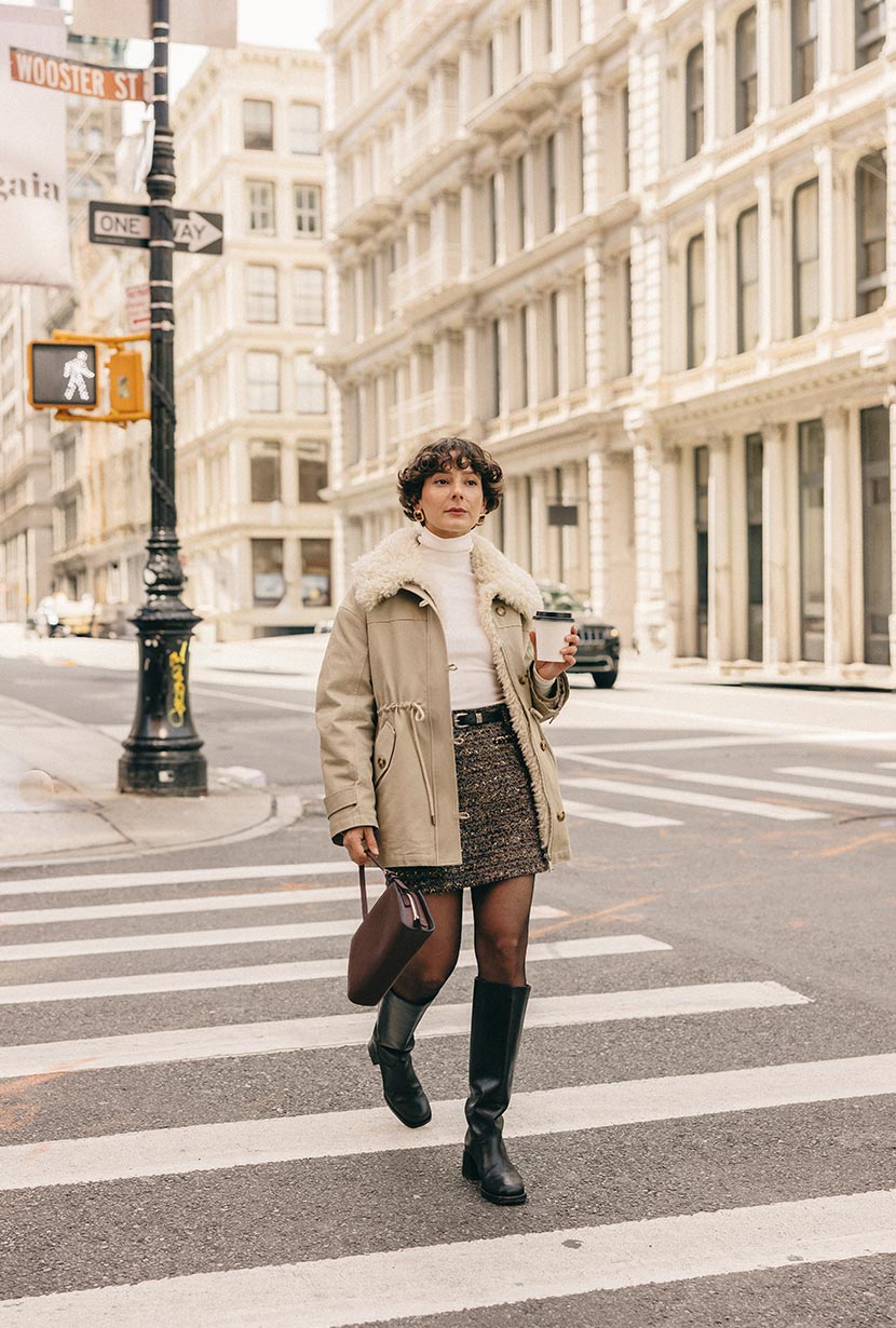 Candice Faux Fur Parka Coat - Sand