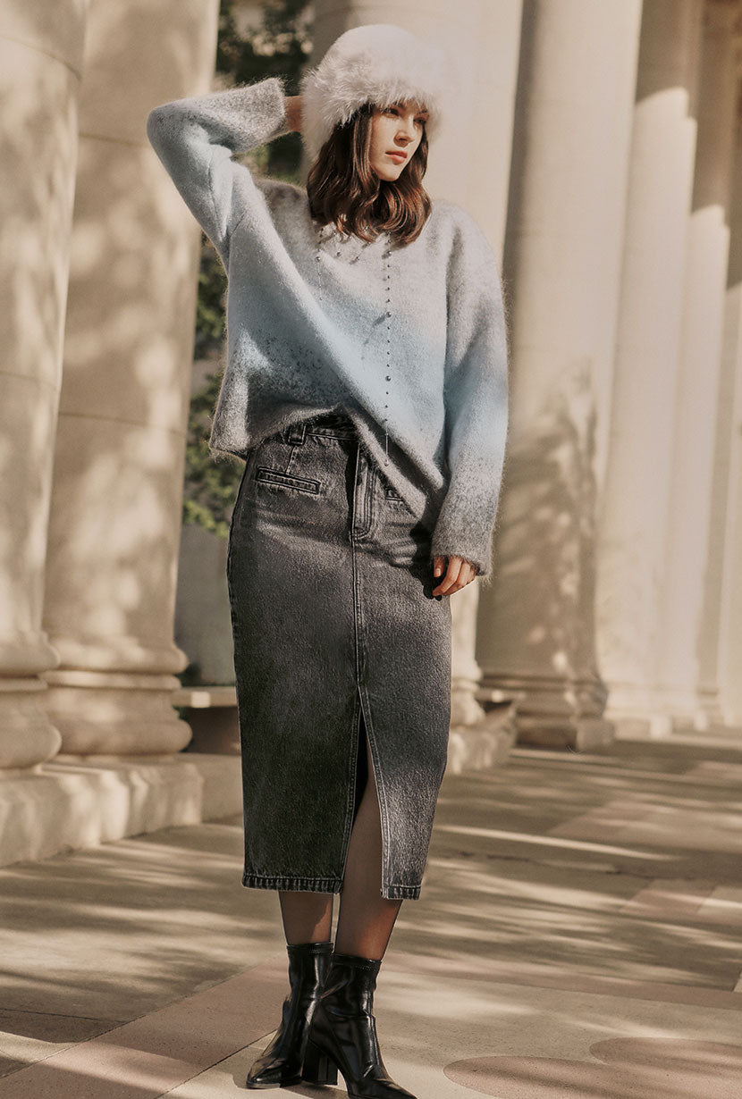 Debbie Denim Pencil Skirt - Black