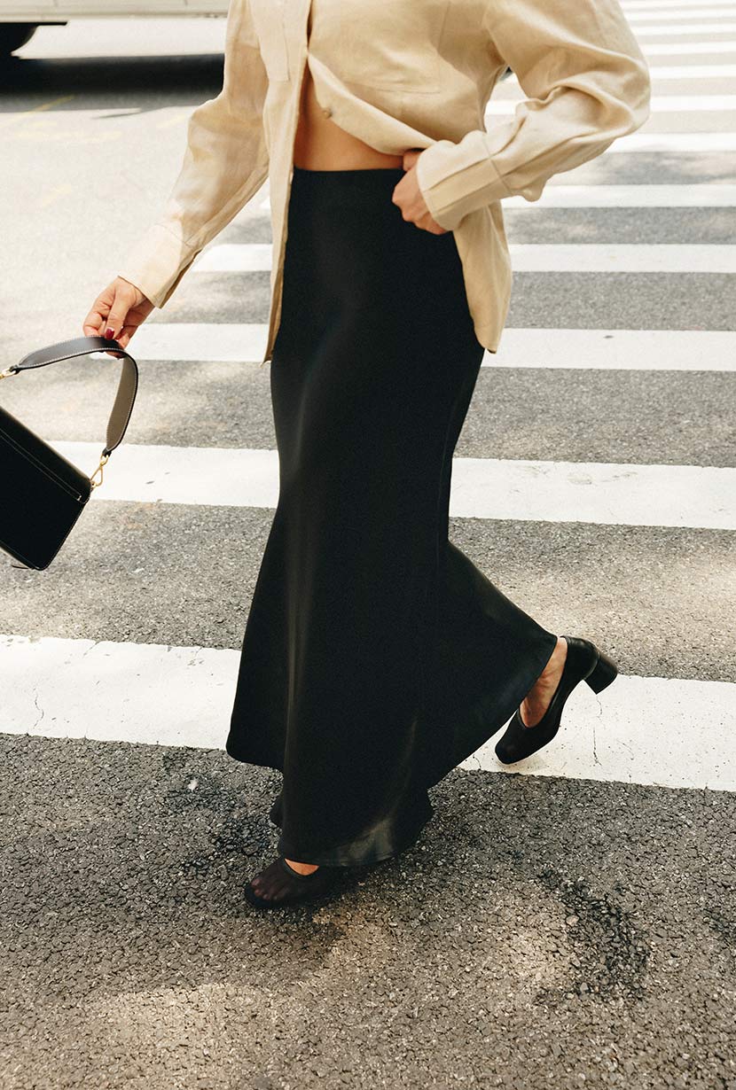 Nadine Satin Skirt - Black