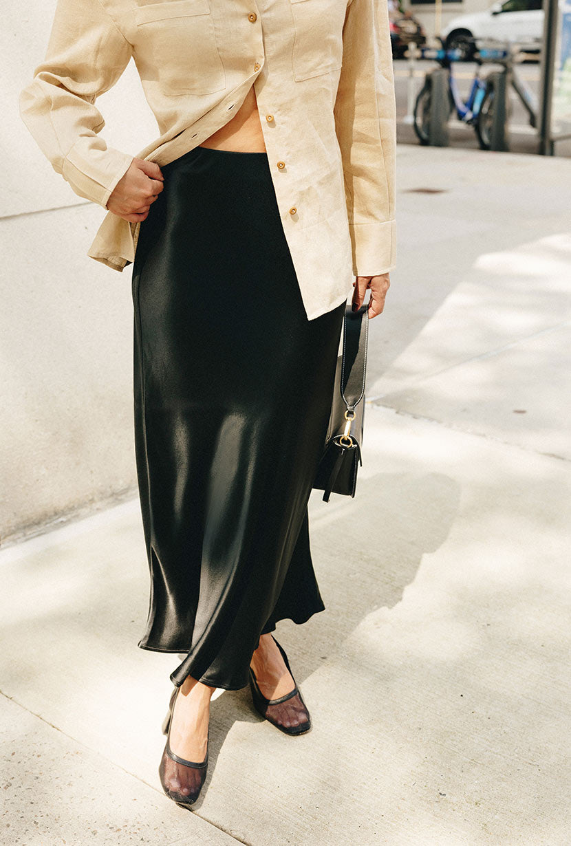 Nadine Satin Skirt - Black