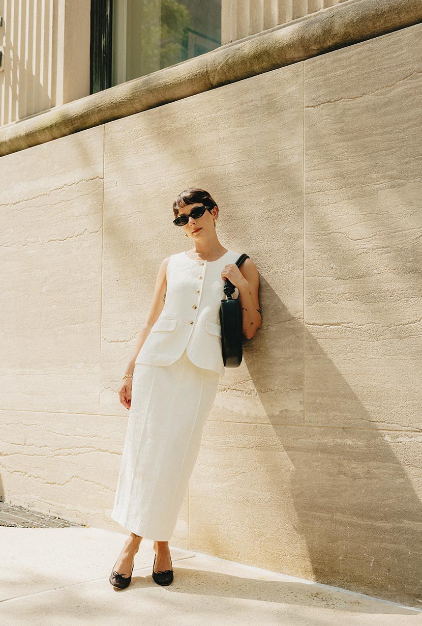 Teigan Linen Pencil Skirt - White