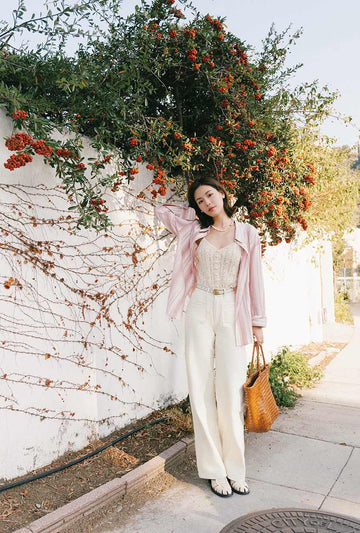 Odilia Mid Rise Straight Leg Jeans - Cream