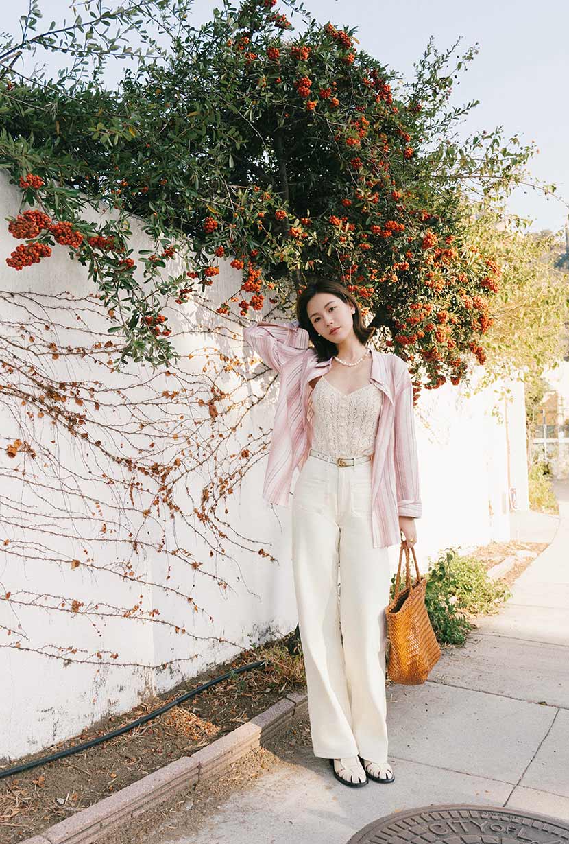 Odilia Mid Rise Straight Leg Jeans - Cream