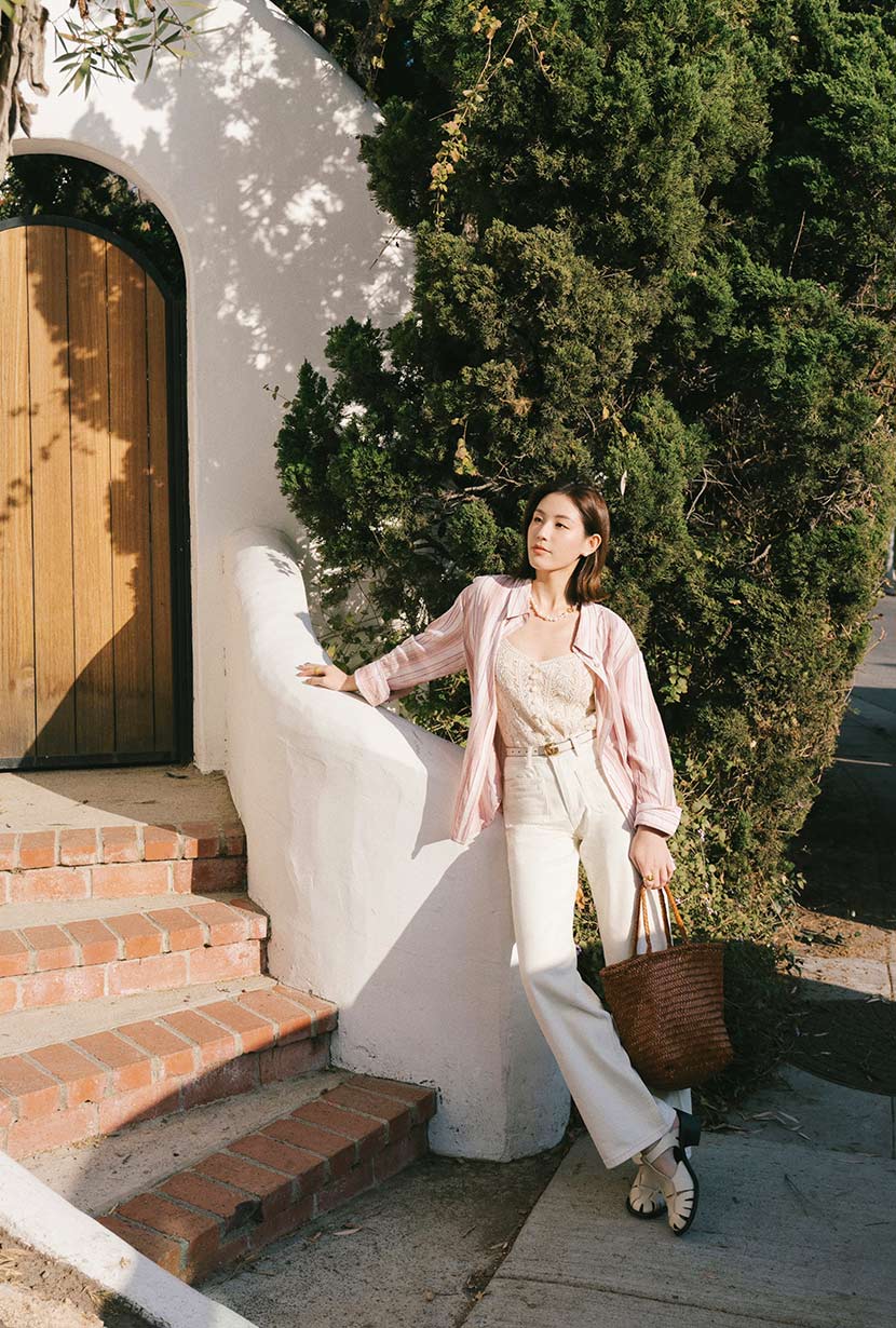 Odilia Mid Rise Straight Leg Jeans - Cream