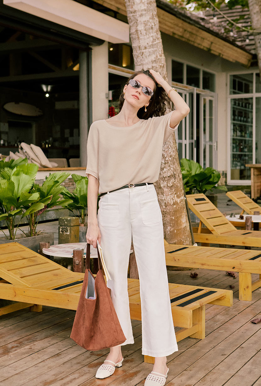 Billy Cropped Wide-Leg Denim Jeans - White