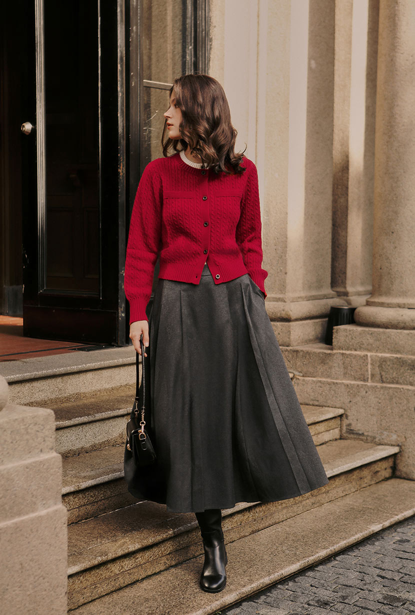 Blake Wool Blend Skirt - Grey