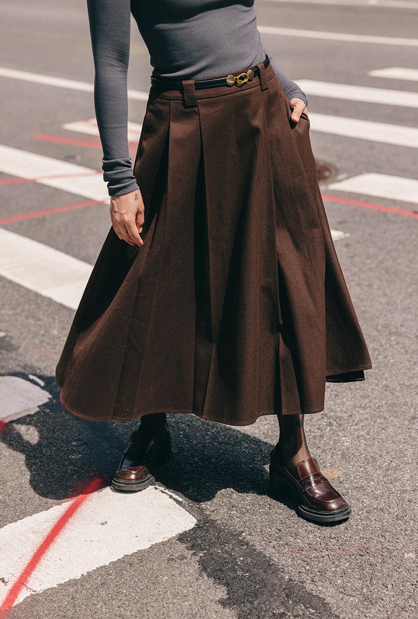 Blake Wool Blend Skirt - Chocolate