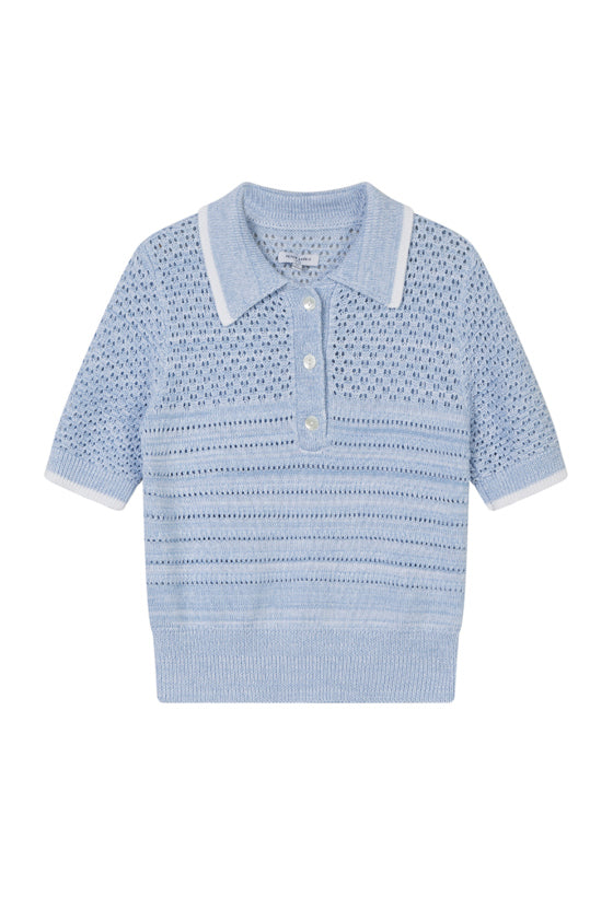 Shea Cotton Blend Knit Top - Sky