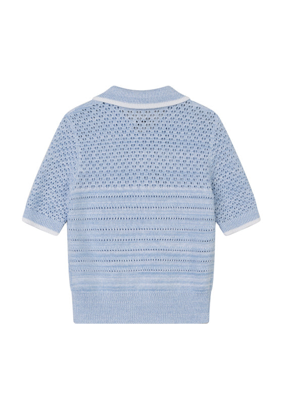 Shea Cotton Blend Knit Top - Sky