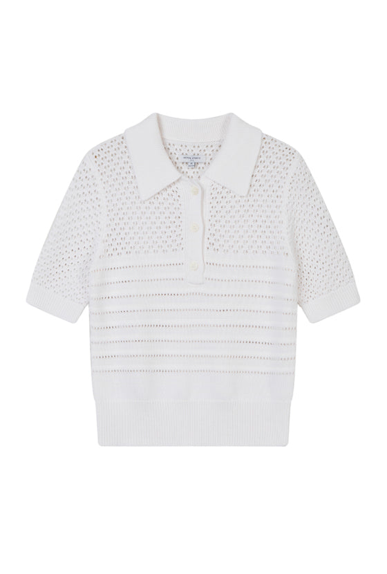 Shea Cotton Blend Knit Top - White