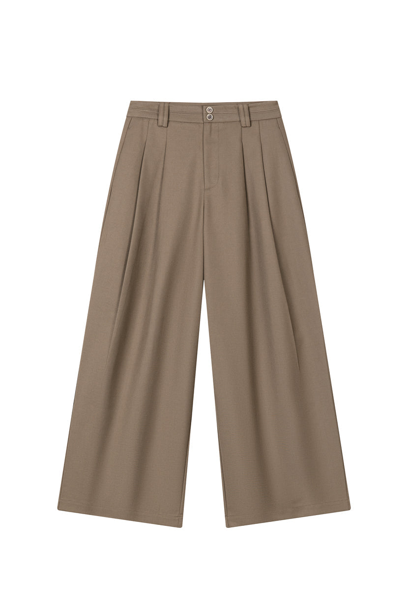 Carlo Wool Blend Wide Pants - Camel