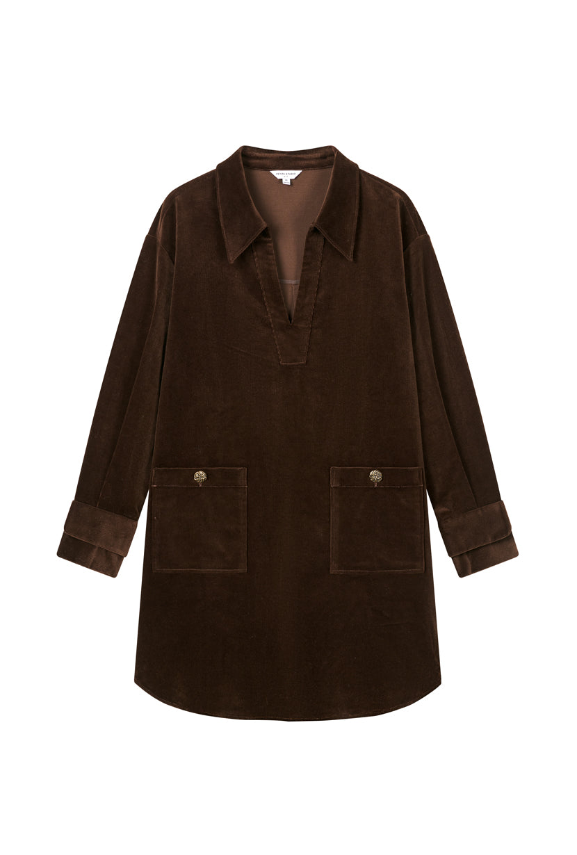 Abby Corduroy Dress - Brown
